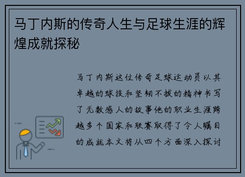 马丁内斯的传奇人生与足球生涯的辉煌成就探秘